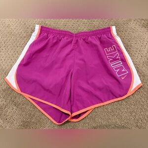 Nike Girls Magenta and Orange Athletic Shorts